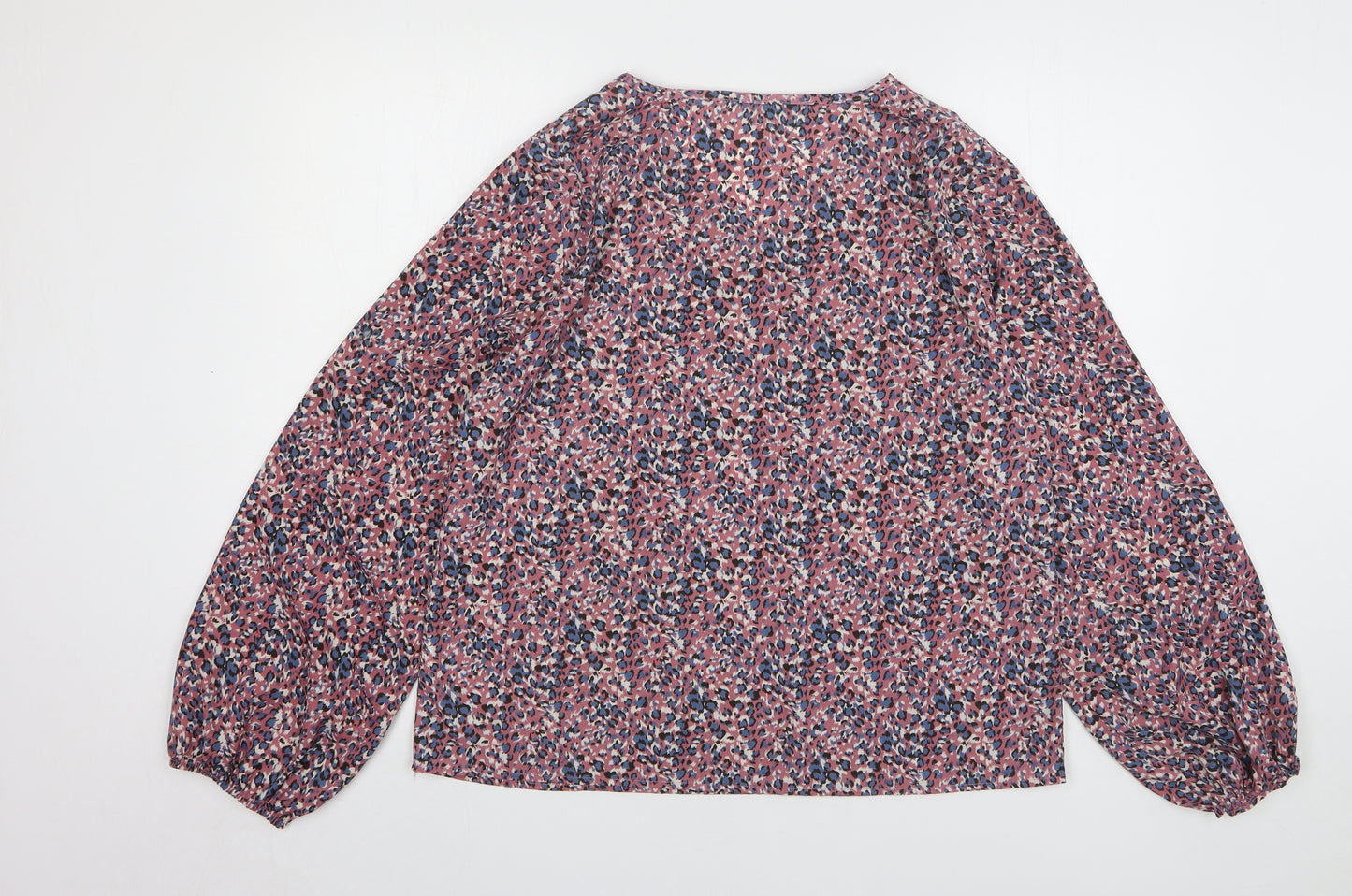 Shein Womens Pink Animal Print Polyester Basic Blouse Size 16 Round Neck