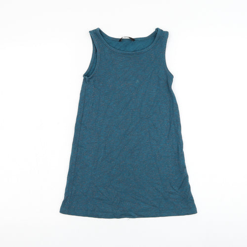 George Girls Blue Viscose Tank Dress Size 5-6 Years Boat Neck Pullover