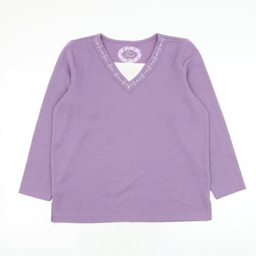 Bonmarché Womens Purple Round Neck Polyester Pullover Jumper Size S