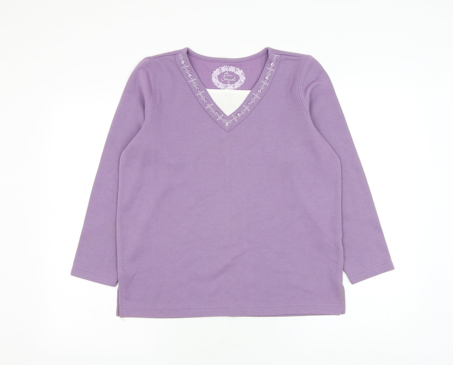 Bonmarché Womens Purple Round Neck Polyester Pullover Jumper Size S