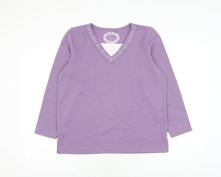 Bonmarché Womens Purple Round Neck Polyester Pullover Jumper Size S