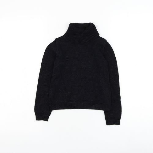Cynthia Rowley Girls Black Roll Neck Cotton Pullover Jumper Size 5-6 Years Pullover