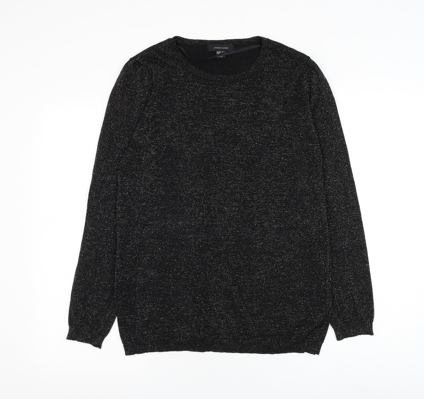 Atmosphere Womens Black Round Neck Viscose Pullover Jumper Size 14