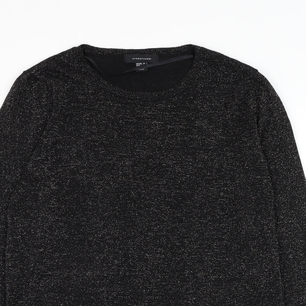 Atmosphere Womens Black Round Neck Viscose Pullover Jumper Size 14