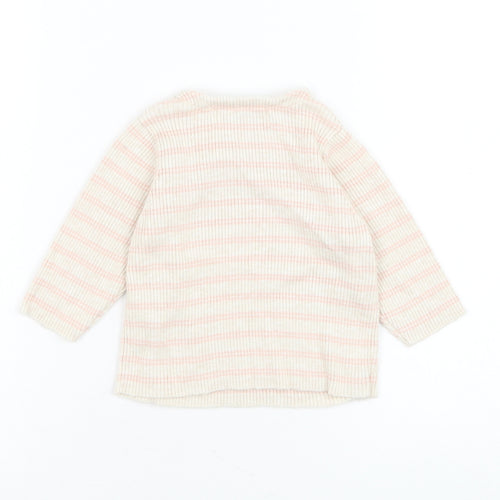 Mint Velvet Girls Beige Striped Nylon Cardigan Jumper Size 3-6 Months Button