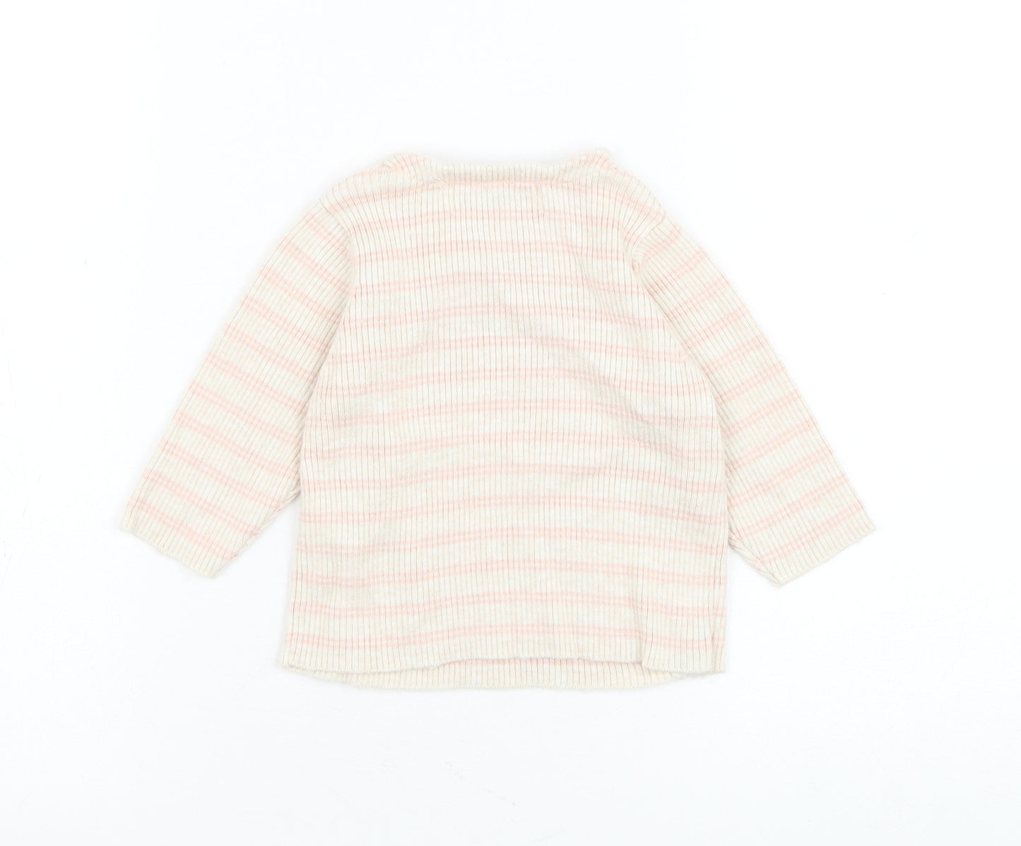 Mint Velvet Girls Beige Striped Nylon Cardigan Jumper Size 3-6 Months Button