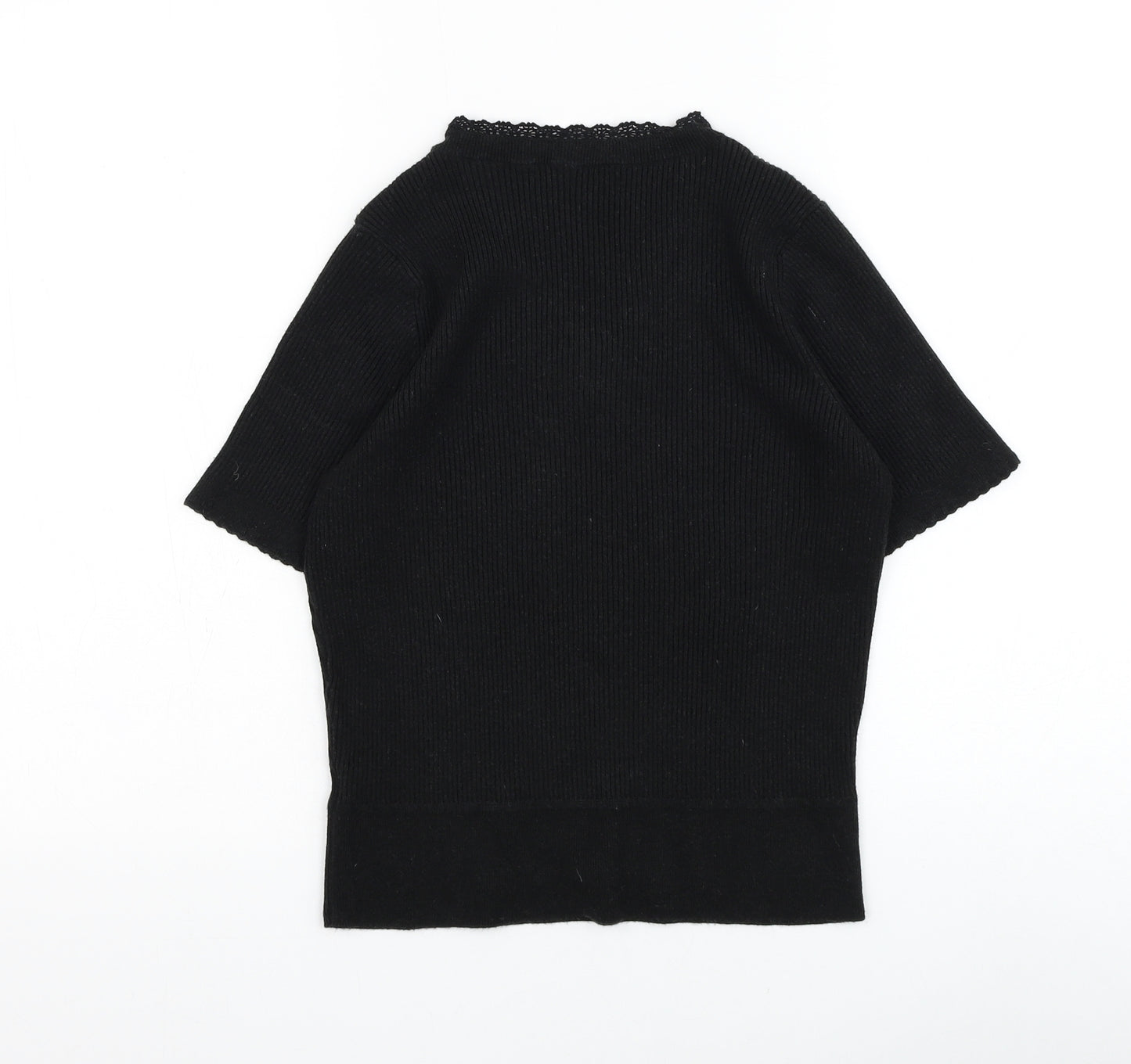 Marks and Spencer Womens Black V-Neck Polyester Pullover Jumper Size 14