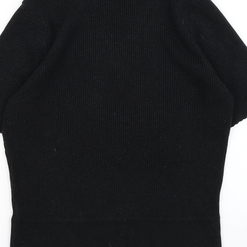 Marks and Spencer Womens Black V-Neck Polyester Pullover Jumper Size 14