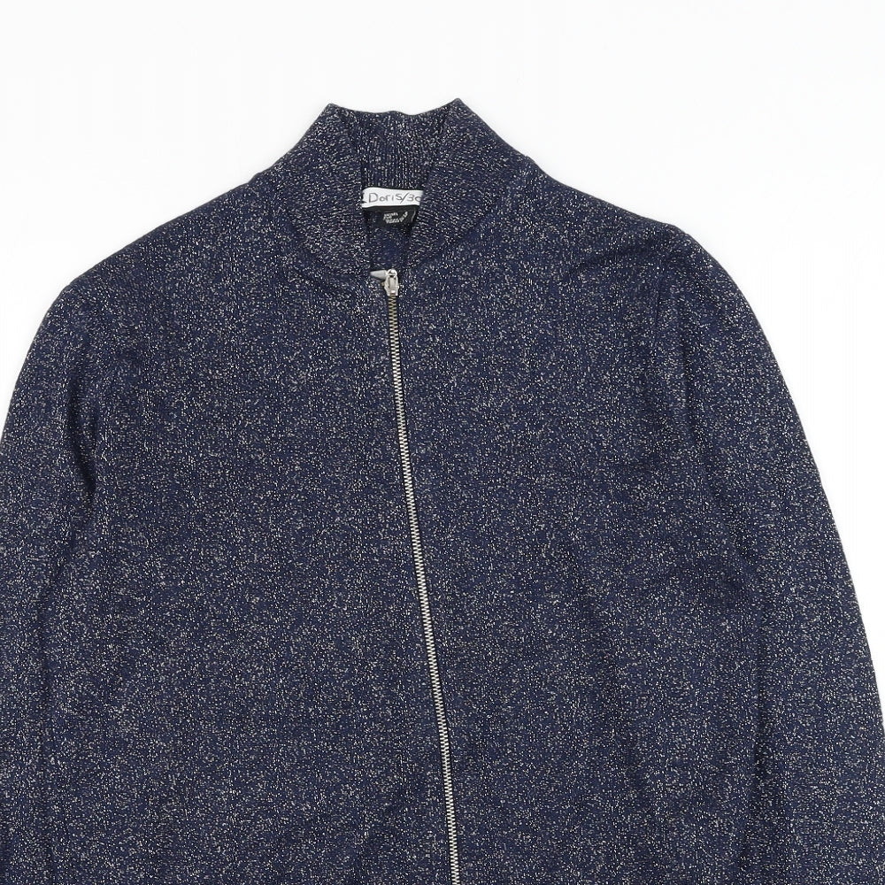 Atmosphere Womens Blue Round Neck Viscose Full Zip Jumper Size 8