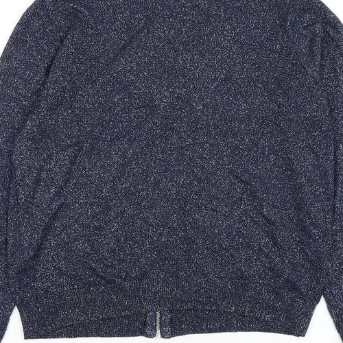 Atmosphere Womens Blue Round Neck Viscose Full Zip Jumper Size 8