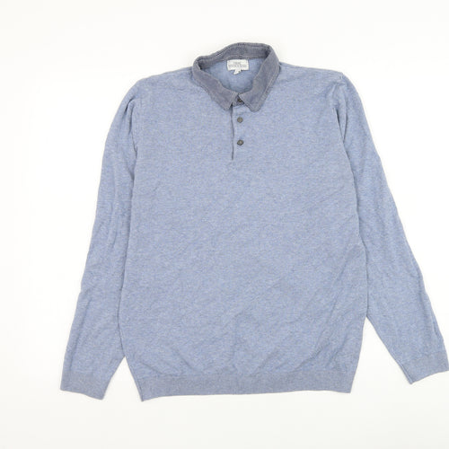 NEXT Mens Blue Collared Cotton Pullover Jumper Size M