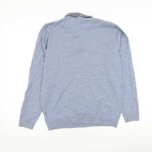 NEXT Mens Blue Collared Cotton Pullover Jumper Size M