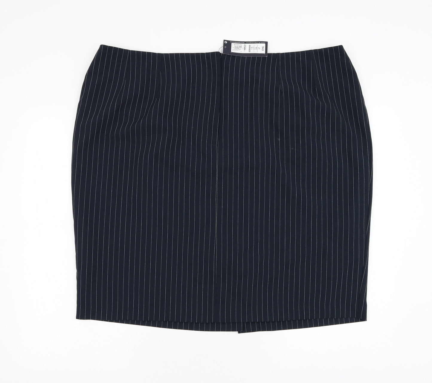 Marks and Spencer Womens Blue Striped Polyester A-Line Skirt Size 24 Zip