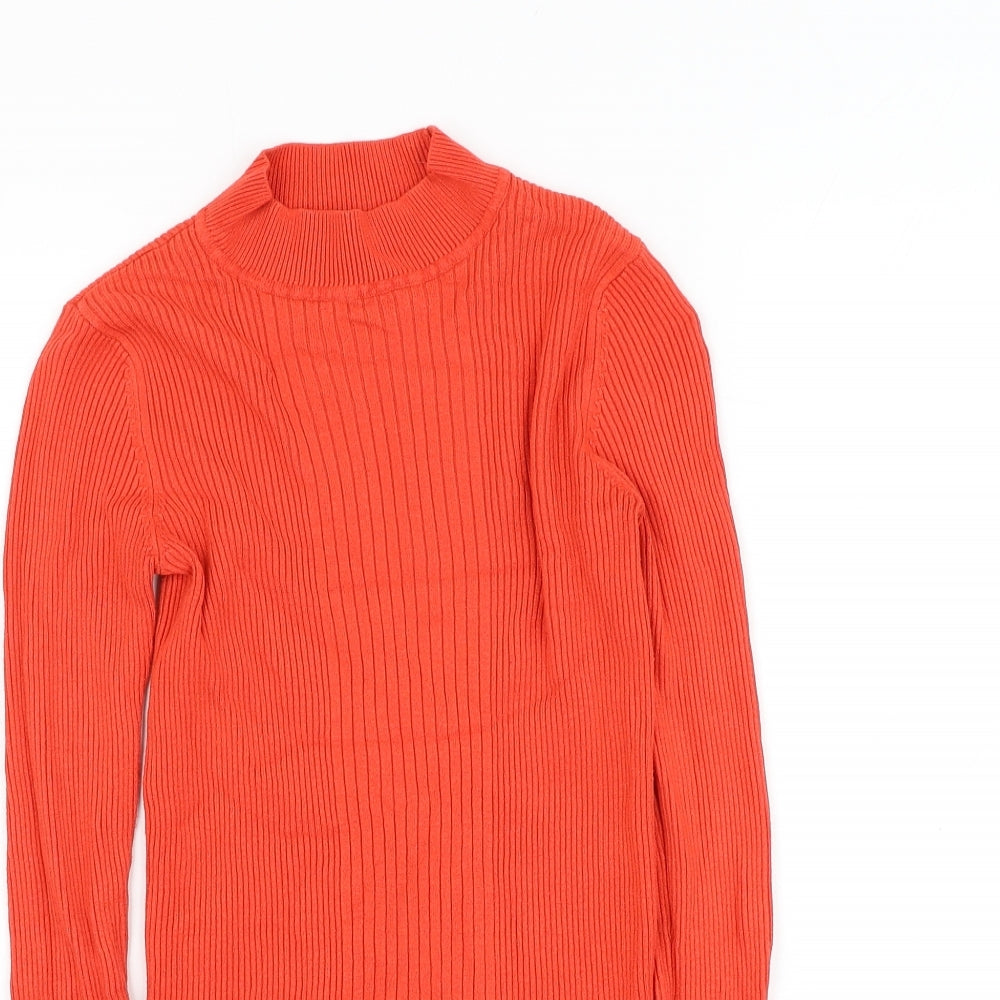 Marks and Spencer Womens Red Mock Neck Polyester Pullover Jumper Size S