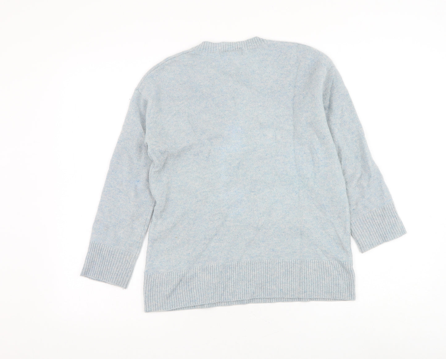 Marks and Spencer Womens Blue V-Neck Cashmere Pullover Jumper Size XS