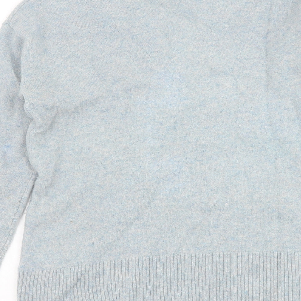 Marks and Spencer Womens Blue V-Neck Cashmere Pullover Jumper Size XS