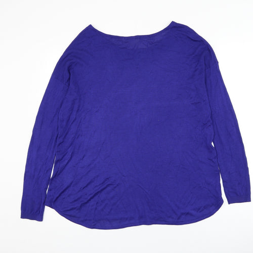 H&M Womens Blue Round Neck Acrylic Pullover Jumper Size S