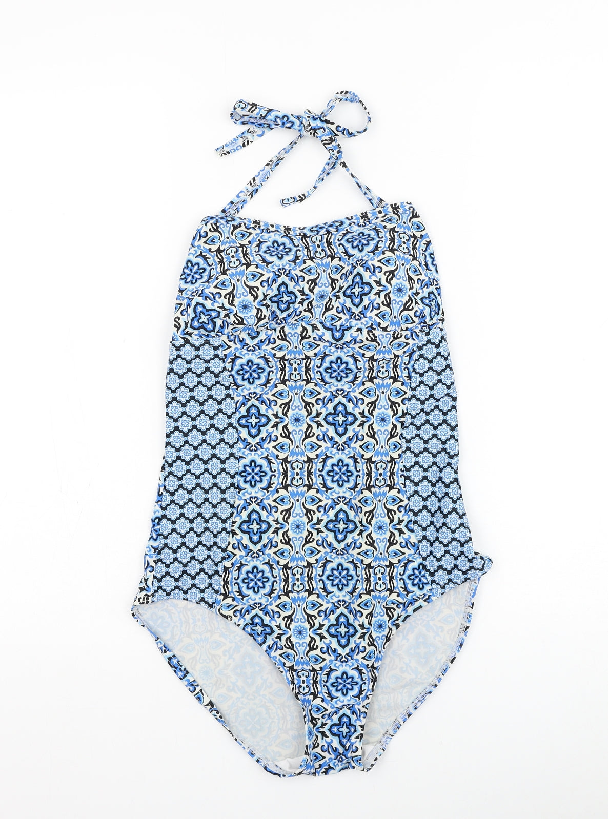 George Womens Blue Floral Polyamide One Piece Size 12