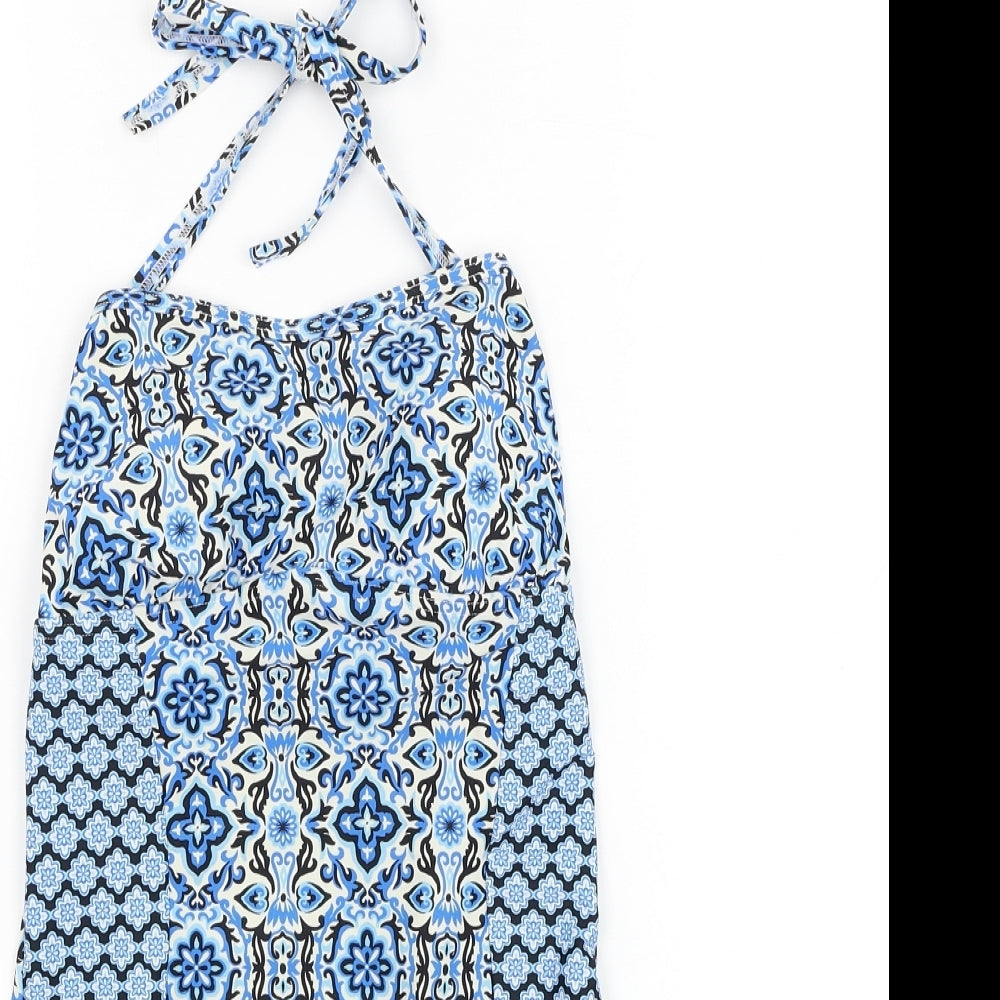 George Womens Blue Floral Polyamide One Piece Size 12