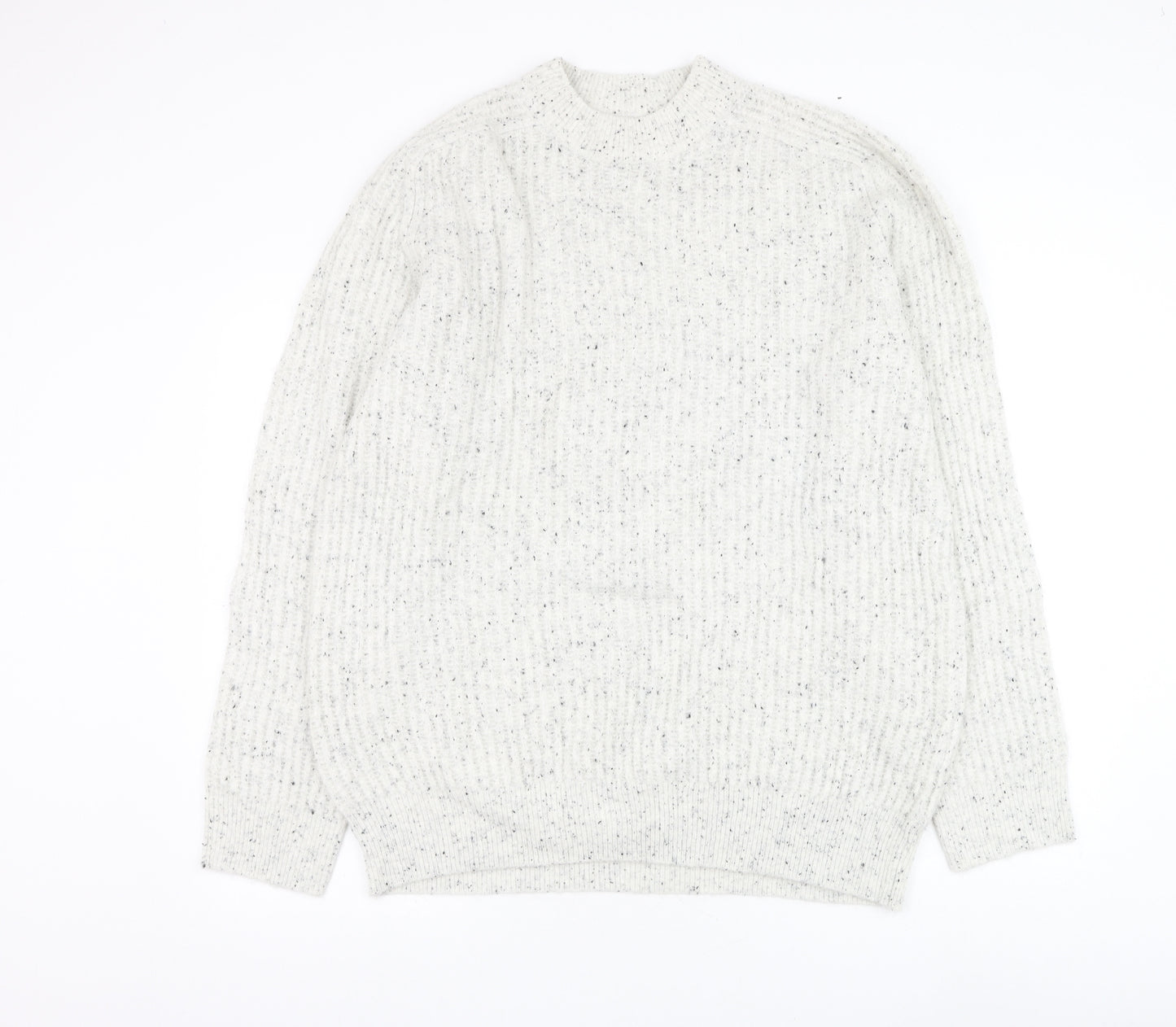 Marks and Spencer Mens White Round Neck Acrylic Pullover Jumper Size 2XL