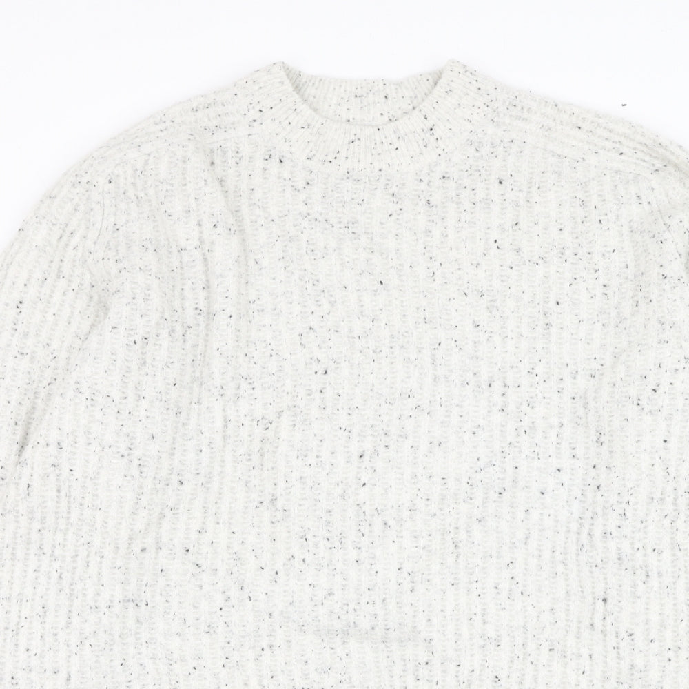 Marks and Spencer Mens White Round Neck Acrylic Pullover Jumper Size 2XL