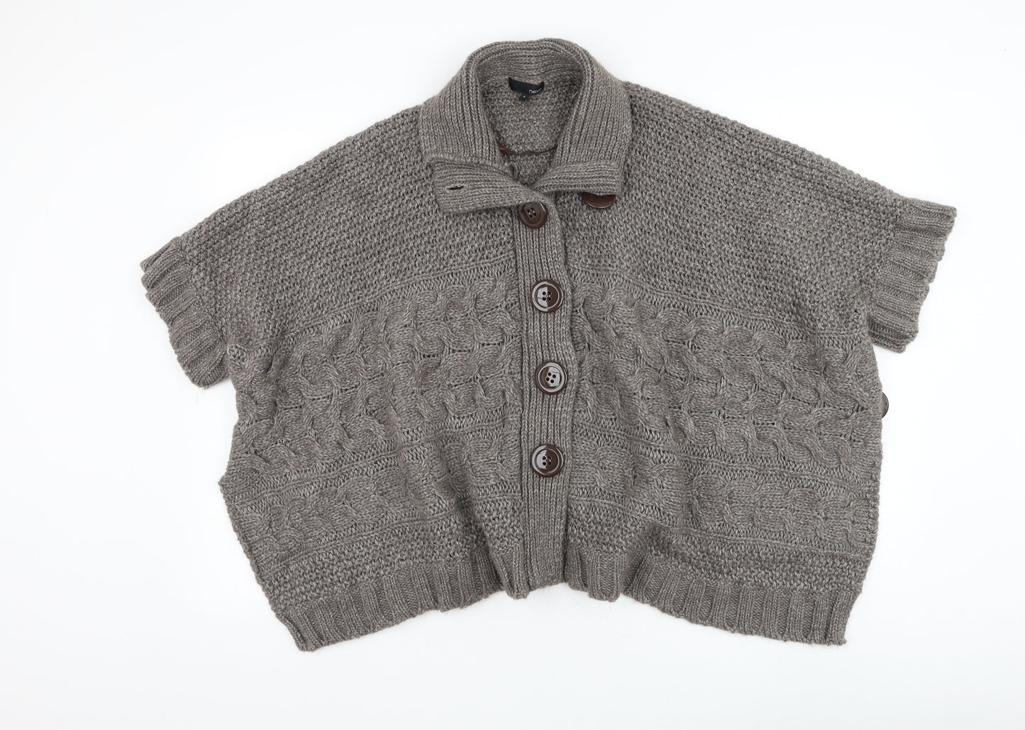 NEXT Womens Brown Collared Acrylic Cardigan Jumper Size M