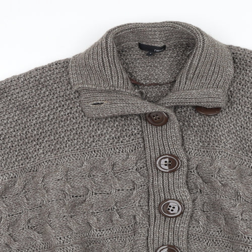 NEXT Womens Brown Collared Acrylic Cardigan Jumper Size M