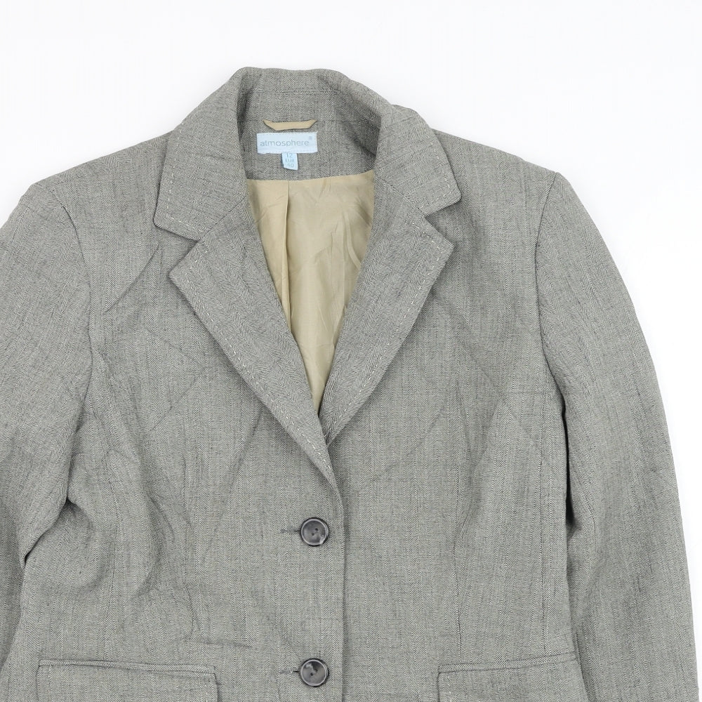 Atmosphere Womens Grey Jacket Blazer Size 12 Button