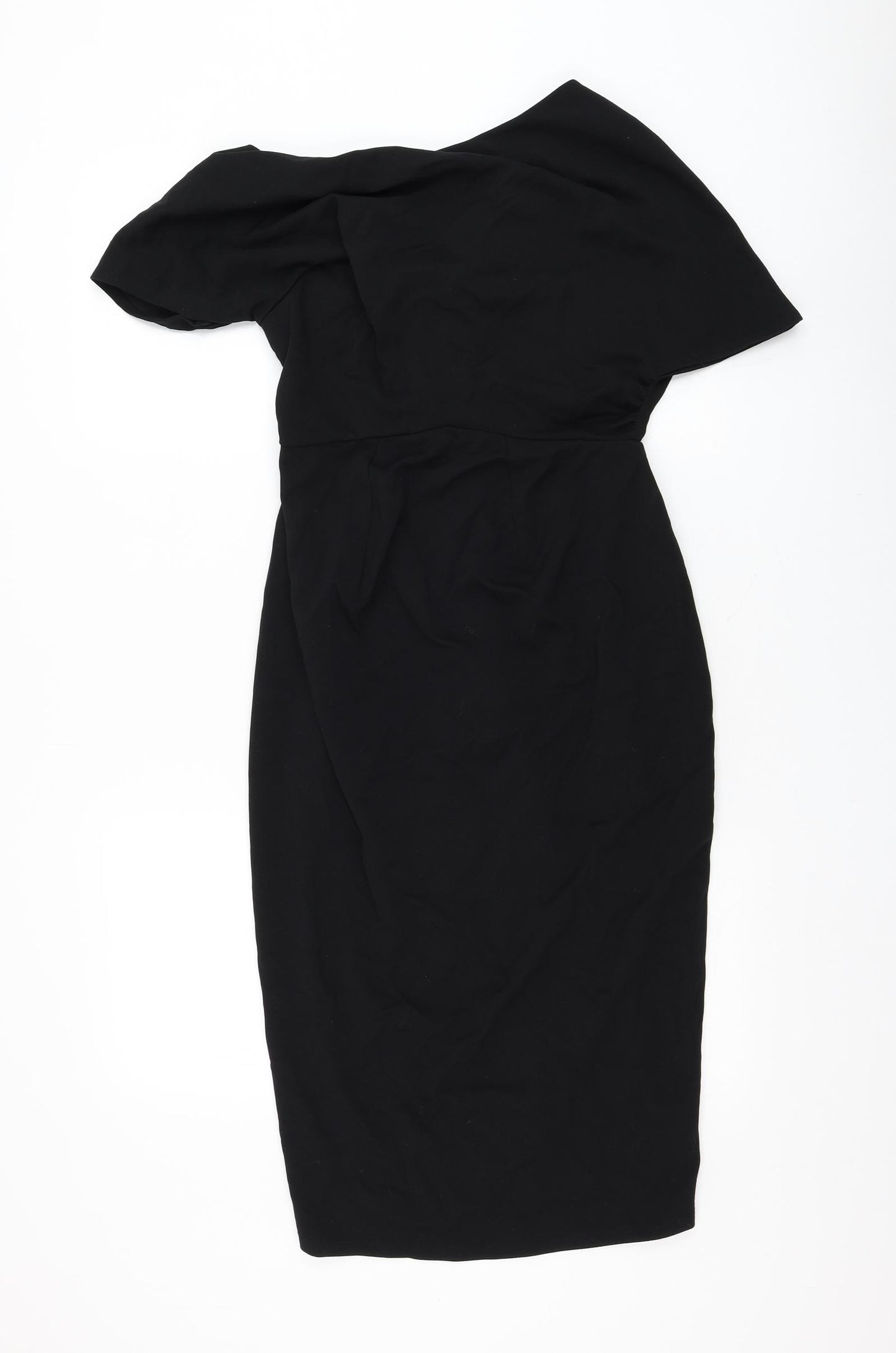 ASOS Womens Black Polyester Pencil Dress Size 8 Round Neck Zip