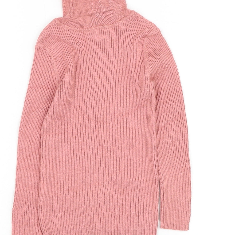 Primark Girls Pink High Neck Viscose Pullover Jumper Size 3-4 Years Pullover