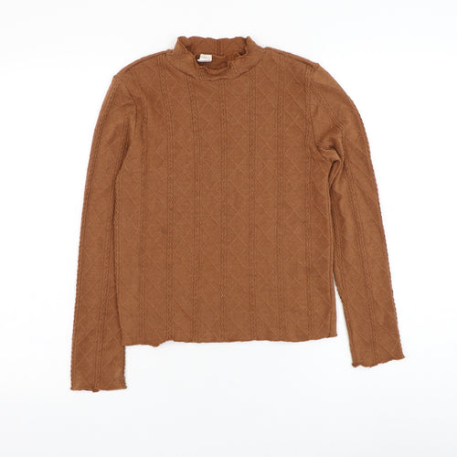 SheIn Girls Brown Mock Neck Polyester Pullover Jumper Size 11-12 Years Pullover