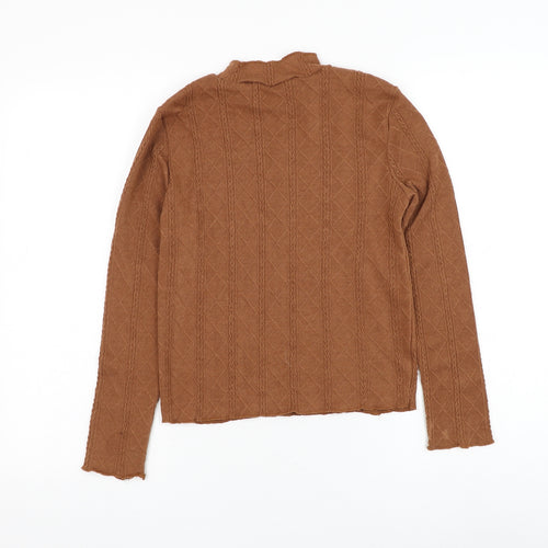 SheIn Girls Brown Mock Neck Polyester Pullover Jumper Size 11-12 Years Pullover