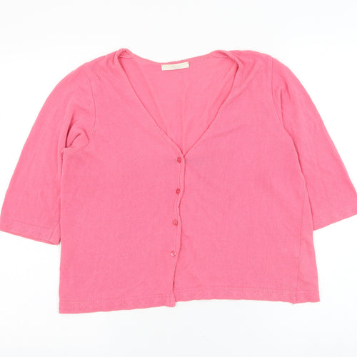 Marks and Spencer Womens Pink Round Neck Cotton Cape Jumper Size 14