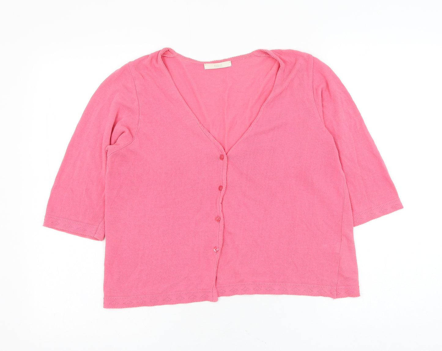 Marks and Spencer Womens Pink Round Neck Cotton Cape Jumper Size 14