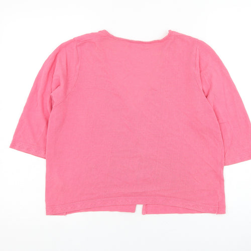 Marks and Spencer Womens Pink Round Neck Cotton Cape Jumper Size 14