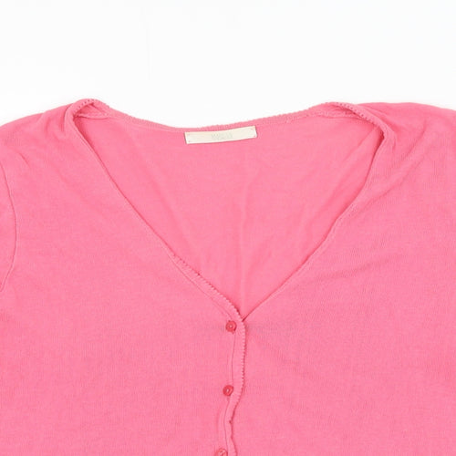 Marks and Spencer Womens Pink Round Neck Cotton Cape Jumper Size 14