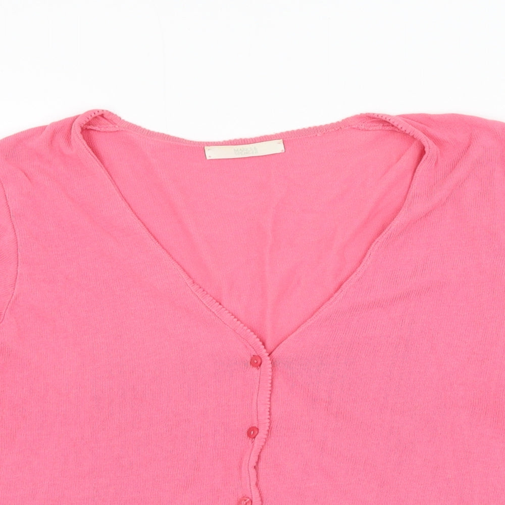 Marks and Spencer Womens Pink Round Neck Cotton Cape Jumper Size 14