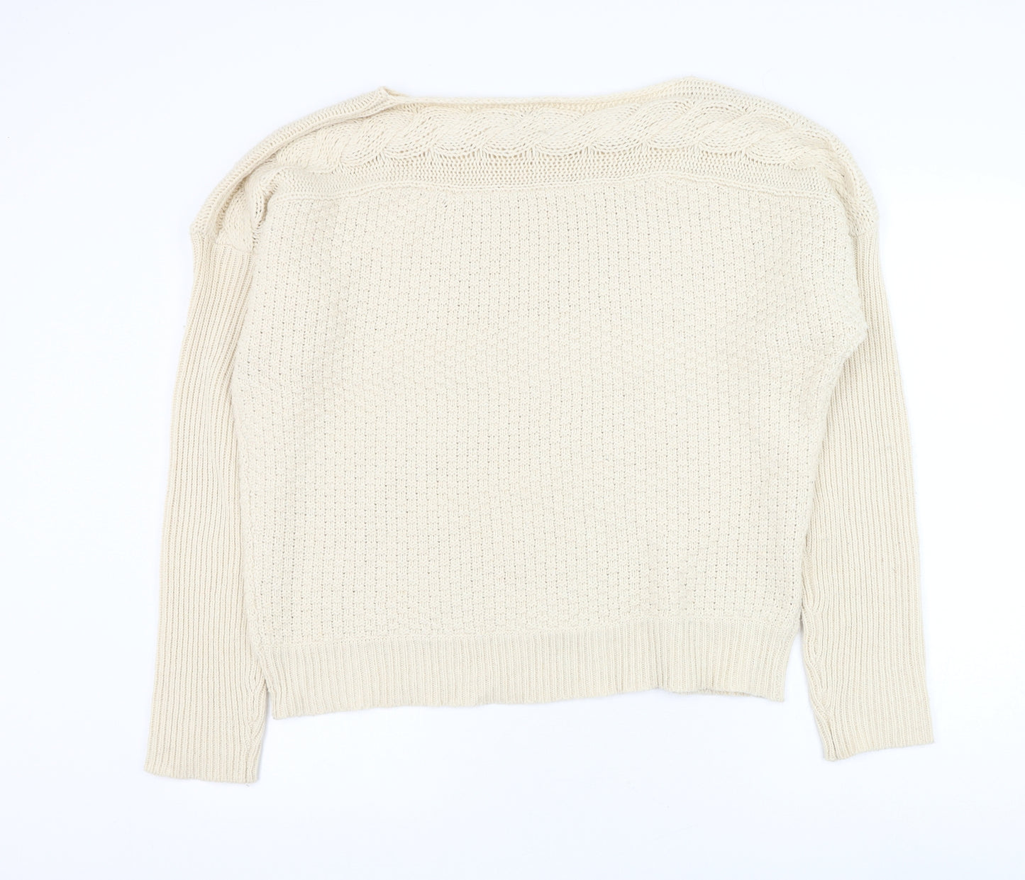Yumi Womens Beige Round Neck Polyester Pullover Jumper Size XL