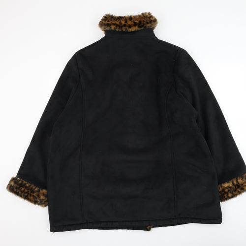 Classics Womens Black Overcoat Coat Size 22 Button