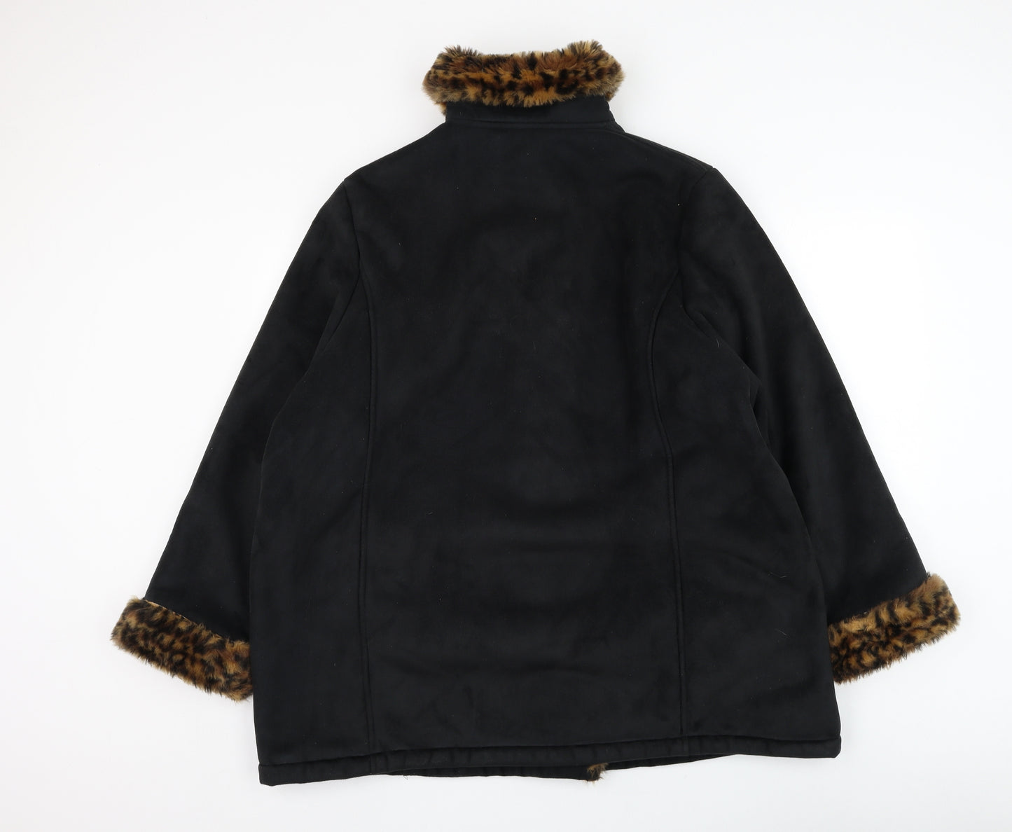 Classics Womens Black Overcoat Coat Size 22 Button