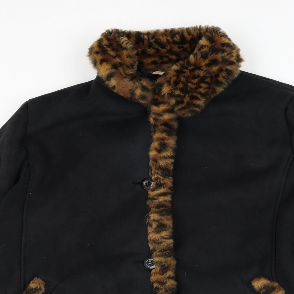 Classics Womens Black Overcoat Coat Size 22 Button