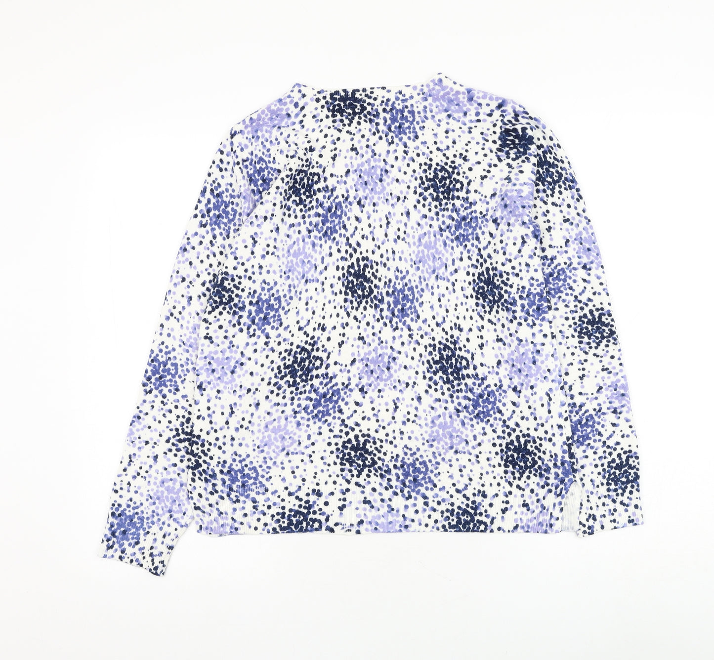 Marks and Spencer Womens White Round Neck Polka Dot Acrylic Pullover Jumper Size 12