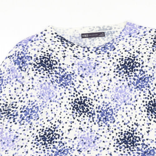 Marks and Spencer Womens White Round Neck Polka Dot Acrylic Pullover Jumper Size 12