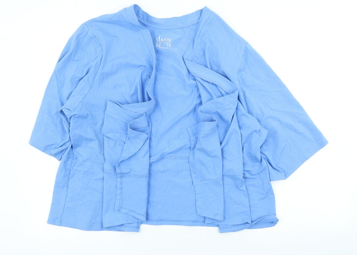 D&Co.` Womens Blue Round Neck Polyester Cardigan Jumper Size 3XL