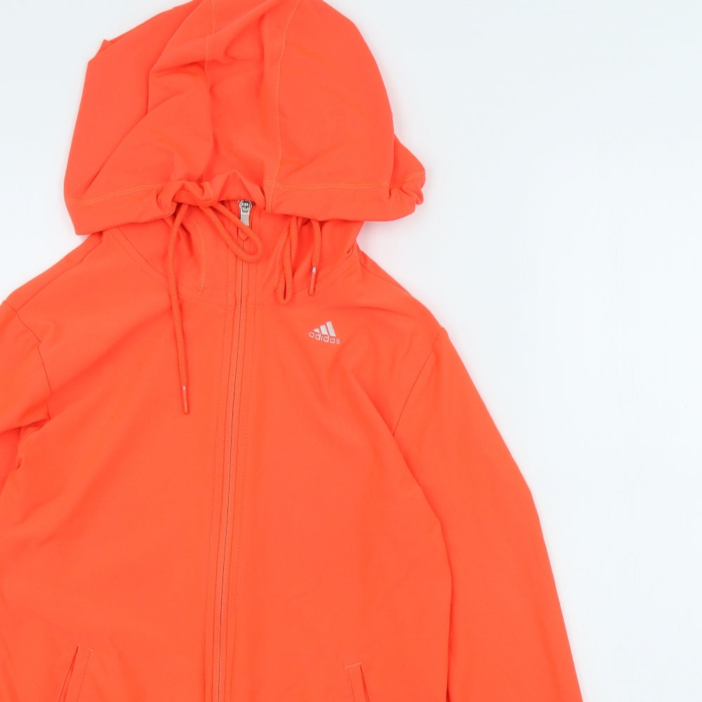 adidas Mens Orange Polyester Full Zip Hoodie Size XS