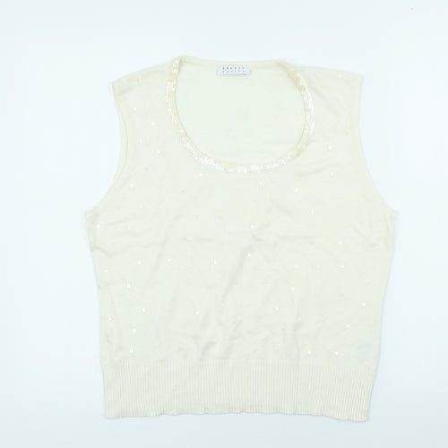 Precis Womens Ivory Scoop Neck Viscose Pullover Jumper Size L