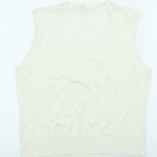 Precis Womens Ivory Scoop Neck Viscose Pullover Jumper Size L
