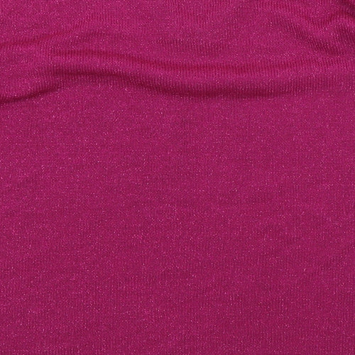 EWM Womens Pink V-Neck Acrylic Pullover Jumper Size M