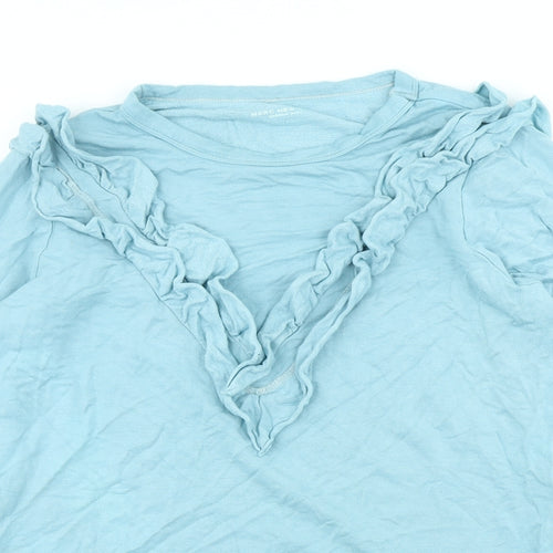 Marc New York Womens Blue Viscose Basic T-Shirt Size M Scoop Neck
