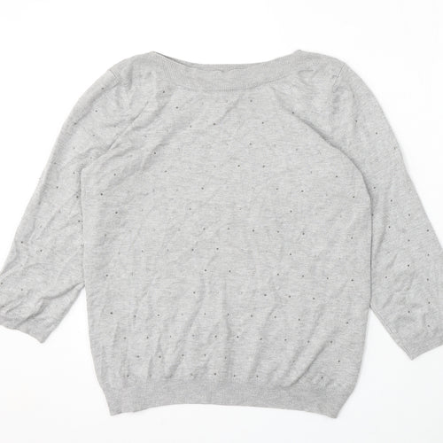 Bonmarché Womens Grey Boat Neck Viscose Pullover Jumper Size 12